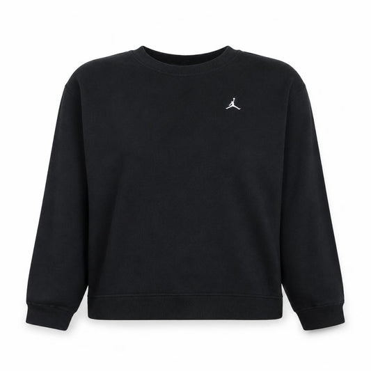 Front view of Jordan women’s black xl pullover sweatshirt crew neck cotton blend