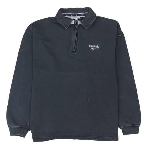 Reebok Men's Black Long Sleeve 1/4 Zip Polo Top Size L