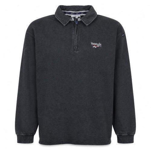 Reebok Men's Black Long Sleeve 1/4 Zip Polo Top Size L