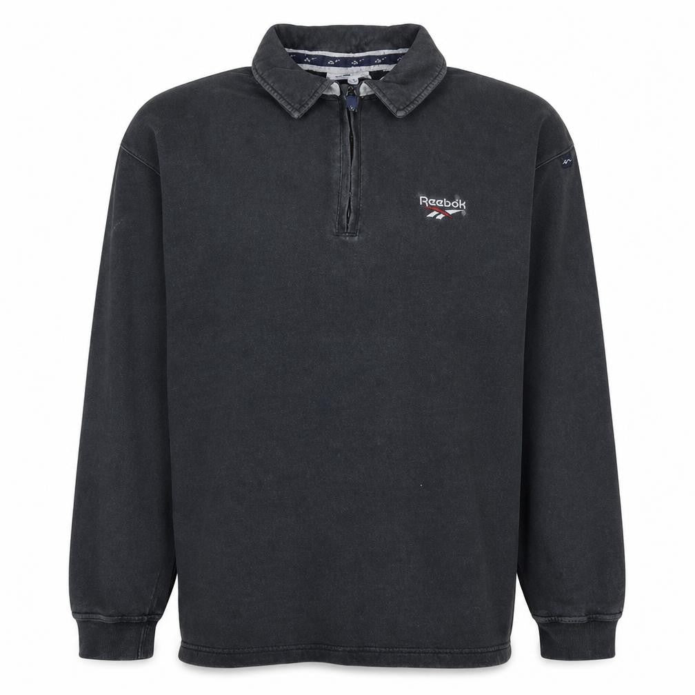 Reebok Men's Black Long Sleeve 1/4 Zip Polo Top Size L