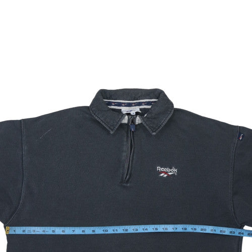 Reebok Men's Black Long Sleeve 1/4 Zip Polo Top Size L