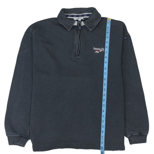 Reebok Men's Black Long Sleeve 1/4 Zip Polo Top Size L
