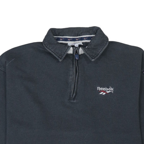 Reebok Men's Black Long Sleeve 1/4 Zip Polo Top Size L