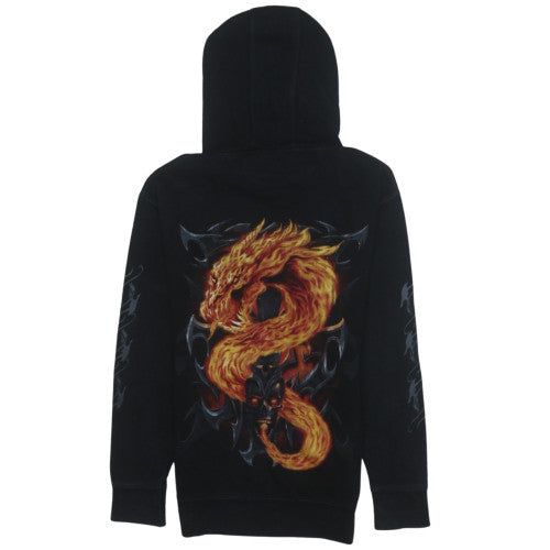 Spiral Direct Boys Black Pullover Hoodie XL Skull Fire Graphic Gothic Design