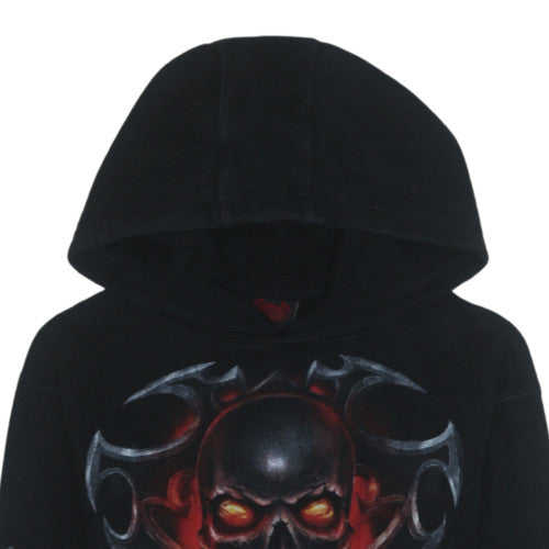 Spiral Direct Boys Black Pullover Hoodie XL Skull Fire Graphic Gothic Design