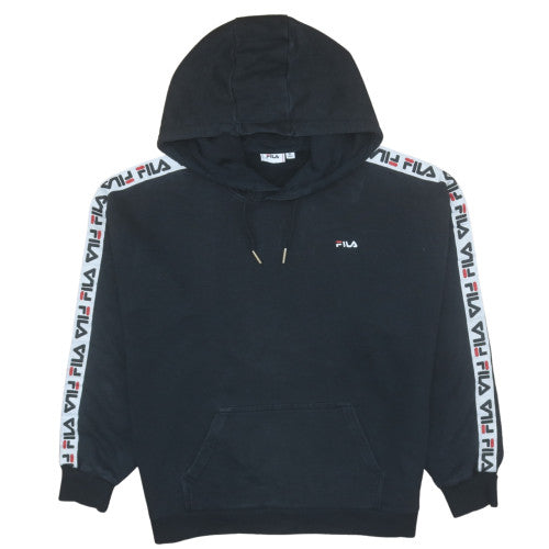 FILA Womens Black XL Plus Pullover Hoodie with Logo Trim
