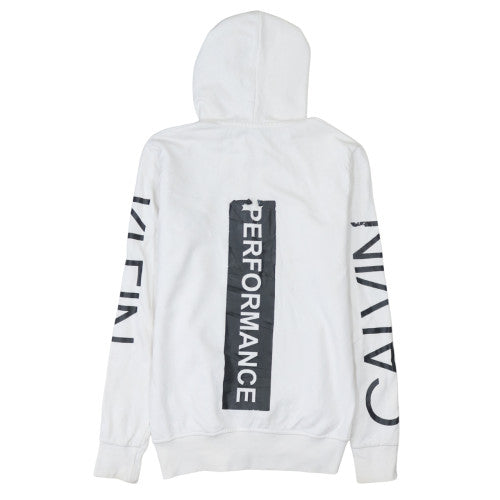 Calvin Klein Mens White Pullover Hoodie Medium Graphic Logo Jersey