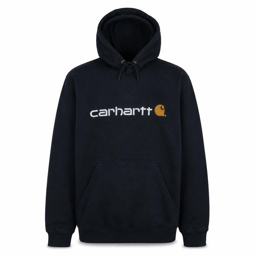 Carhartt Mens Blue Pullover Hoodie S Classic Fit Logo Fleece