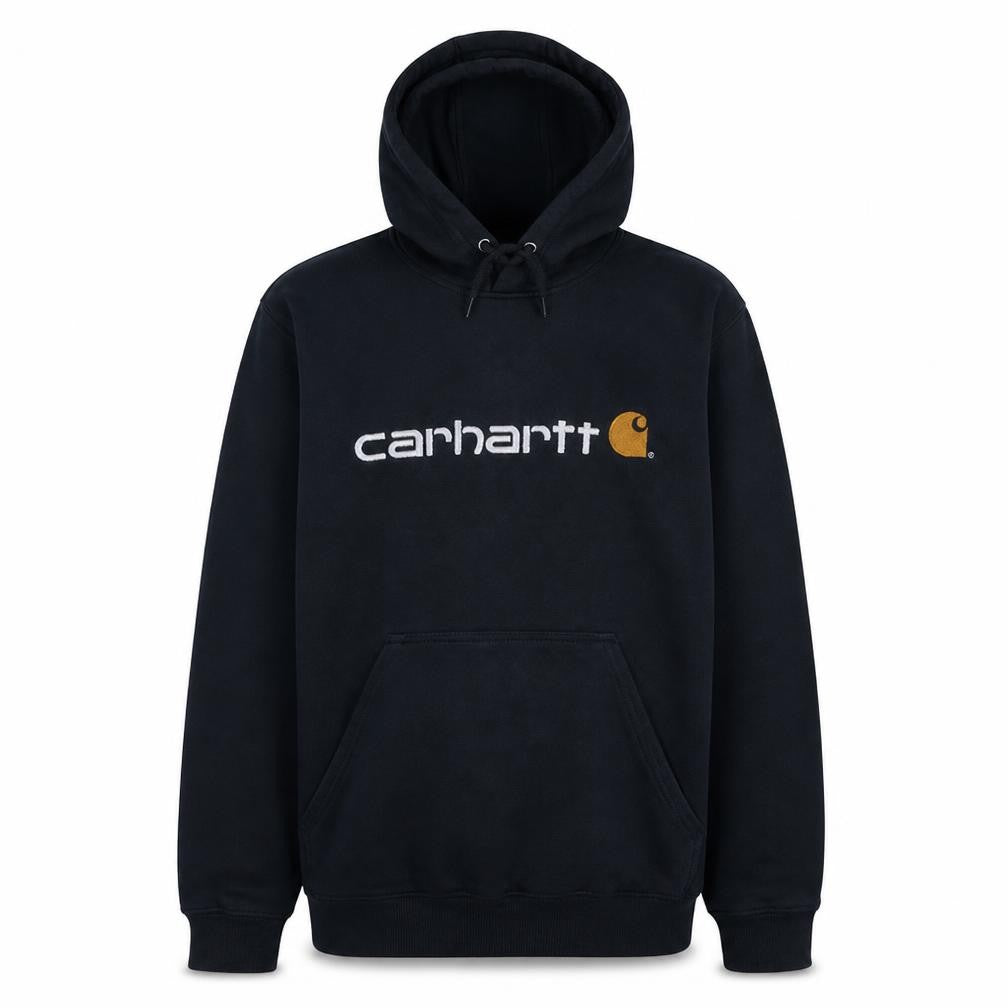 Carhartt Mens Blue Pullover Hoodie S Classic Fit Logo Fleece