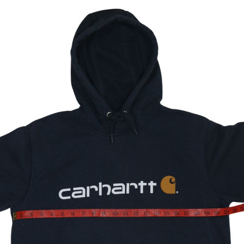 Carhartt Mens Blue Pullover Hoodie S Classic Fit Logo Fleece