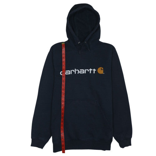 Carhartt Mens Blue Pullover Hoodie S Classic Fit Logo Fleece