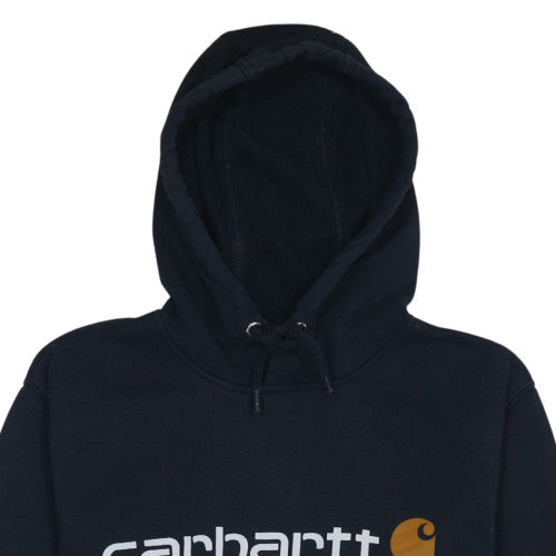 Carhartt Mens Blue Pullover Hoodie S Classic Fit Logo Fleece