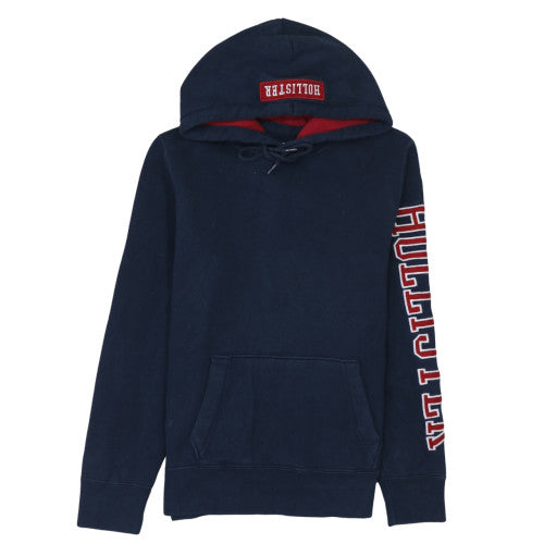 Hollister Men's Blue Pullover Hoodie M Graphic Lined Hood Fleece