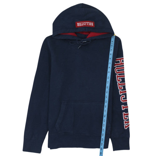 Hollister Men's Blue Pullover Hoodie M Graphic Lined Hood Fleece