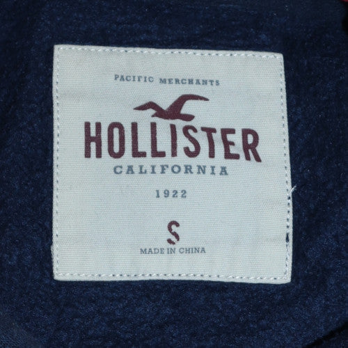 Hollister Men's Blue Pullover Hoodie M Graphic Lined Hood Fleece