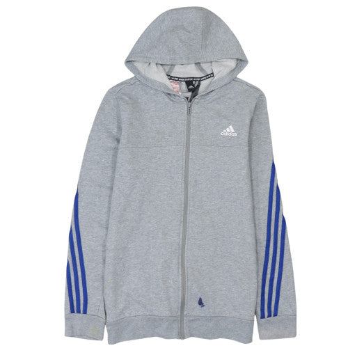 Adidas Men's Grey Full Zip Hoodie L Regular Fit Sportswear