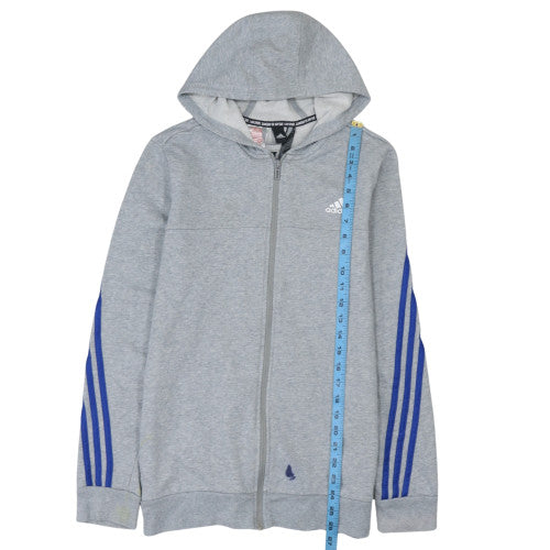 Adidas Men's Grey Full Zip Hoodie L Regular Fit Sportswear