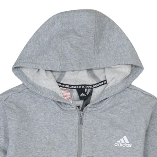 Adidas Men's Grey Full Zip Hoodie L Regular Fit Sportswear