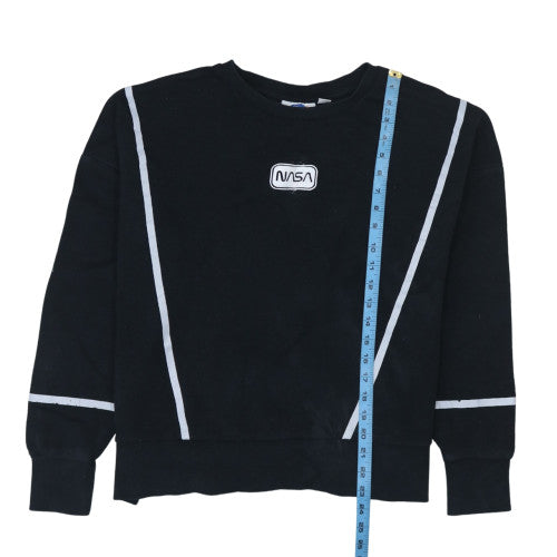 NASA Womens Black Crew Neck Pullover Sweatshirt Size 10/12