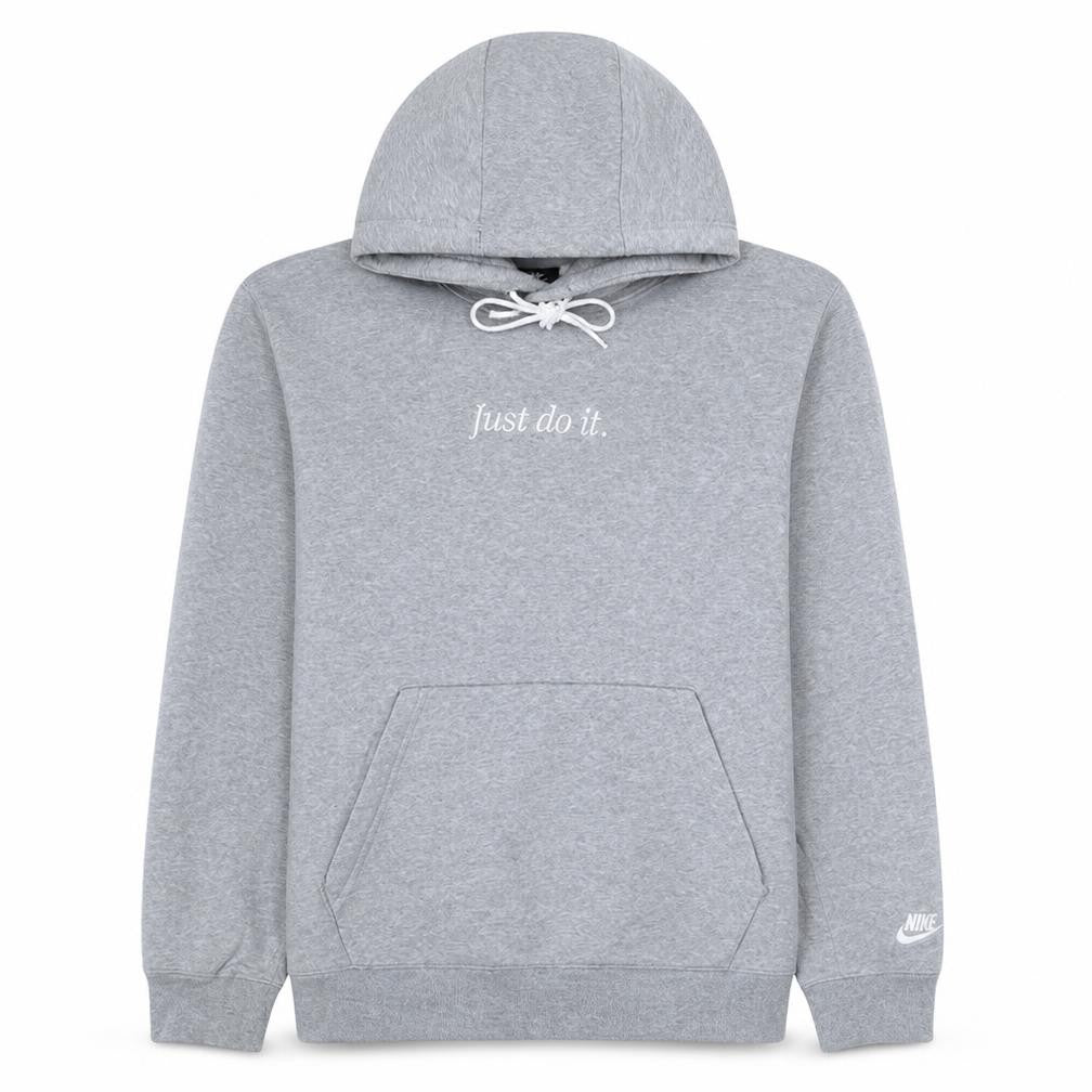 Front view of Nike Men's Grey Pullover Hoodie M Just Do It Sportswear