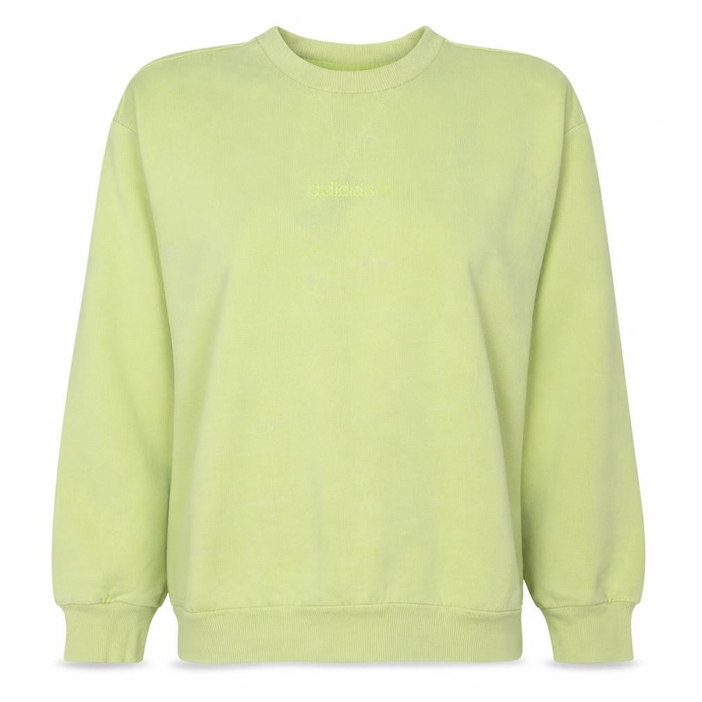 Front view of Adidas Women Lime Green Crew Neck Pullover Sweatshirt, size UK 6, XS