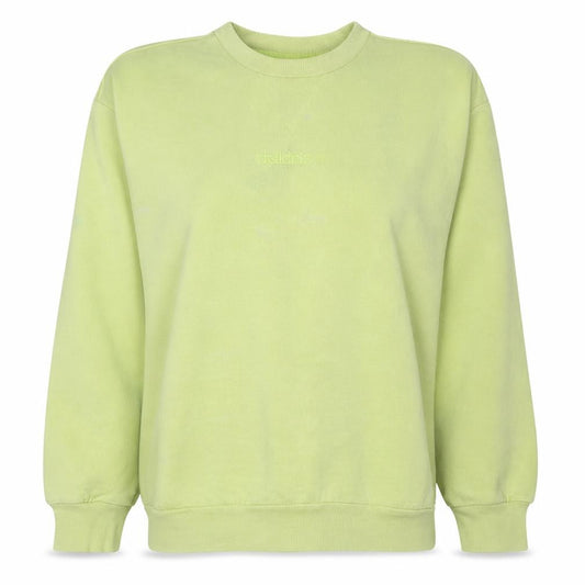Front view of Adidas Women Lime Green Crew Neck Pullover Sweatshirt, size UK 6, XS