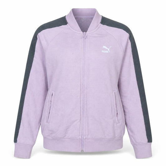 Front view of Puma Women's Pink Track Jacket, size 10, Full Zip Sportswear