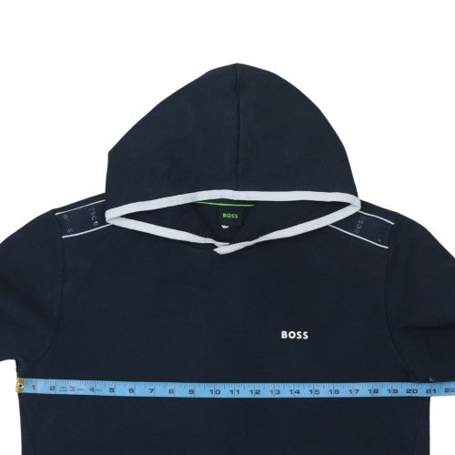 BOSS Men's Blue Pullover Hoodie M Regular Fit Logo Design