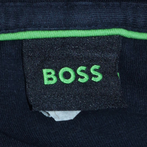 BOSS Men's Blue Pullover Hoodie M Regular Fit Logo Design