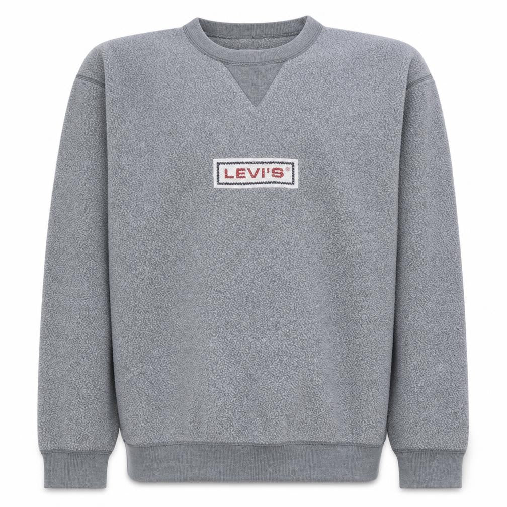 Front view of Levi's Men's Grey Logo Crew Neck Pullover Sweatshirt L