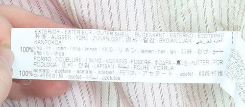 Zara Women Pink Linen Long Blazer Jacket Size S Single Breasted