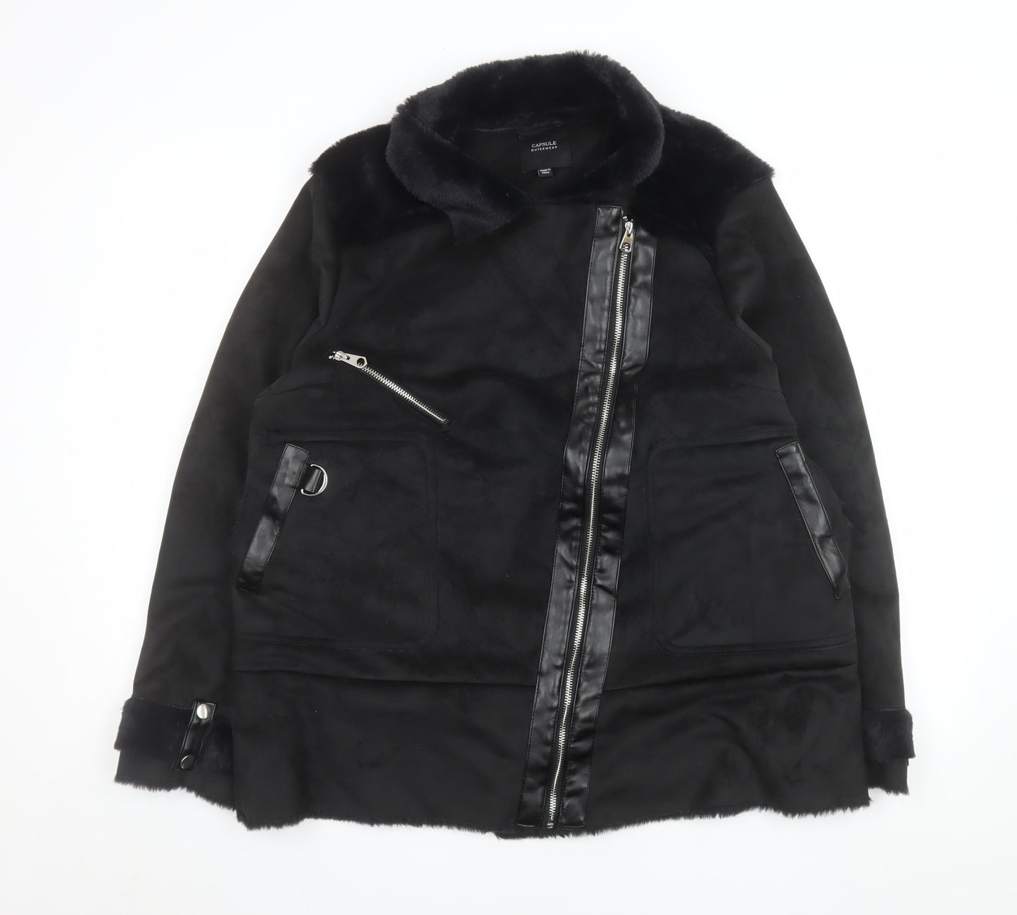 Capsule Outerwear Women's Black Faux Suede Biker Jacket Size 18
