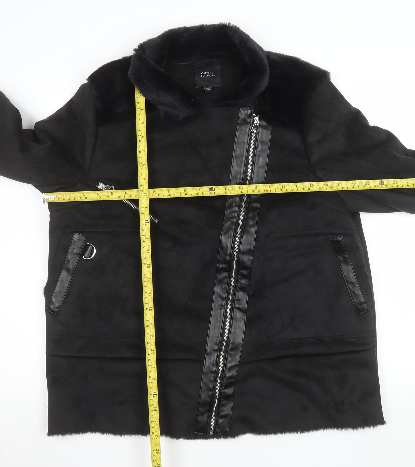 Capsule Outerwear Women's Black Faux Suede Biker Jacket Size 18