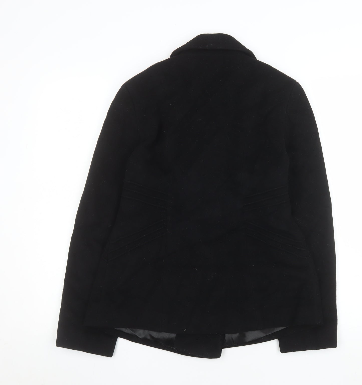 Precis Womens Black Wool Cashmere Blend Pea Coat Size 8