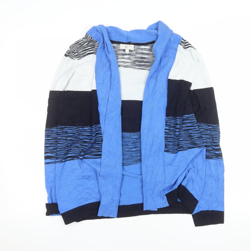 CC Women Blue Striped Open Front Cardigan Size S Lightweight Knit