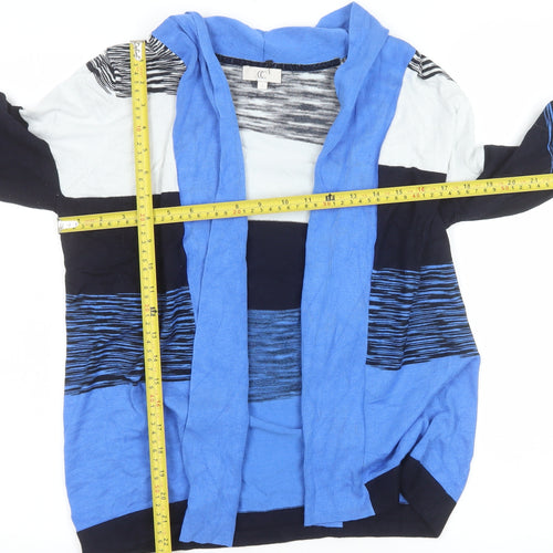 CC Women Blue Striped Open Front Cardigan Size S Lightweight Knit