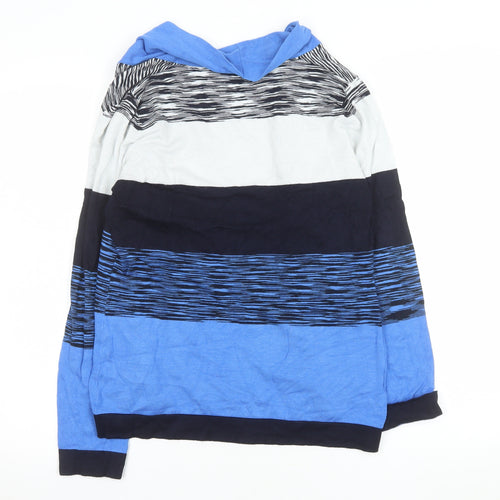 CC Women Blue Striped Open Front Cardigan Size S Lightweight Knit