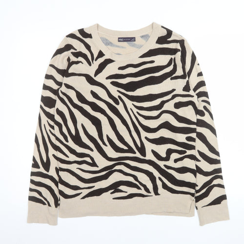 Marks and Spencer Women's Beige Animal Print Jumper Size 12