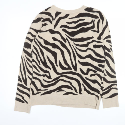 Marks and Spencer Women's Beige Animal Print Jumper Size 12