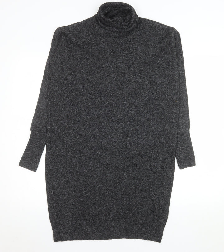Vero Moda Women Grey Roll Neck Long Sleeve Jumper Dress XS