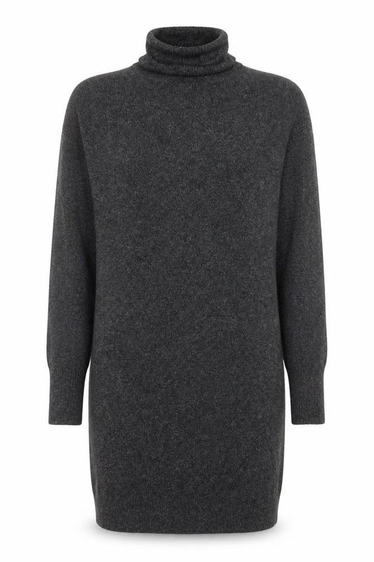 Front view of Vero Moda Women Grey Roll Neck Long Sleeve Jumper Dress XS