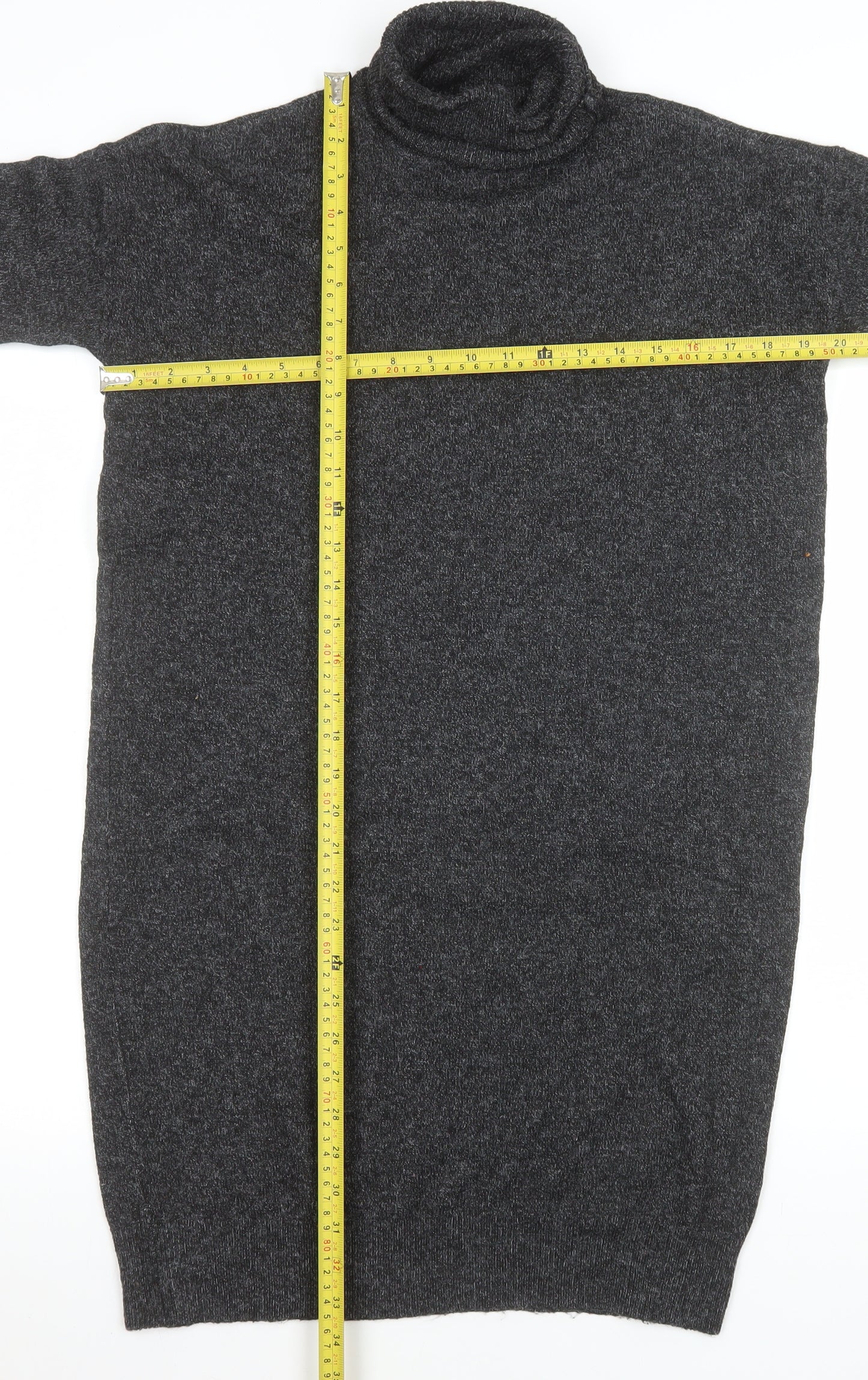 Vero Moda Women Grey Roll Neck Long Sleeve Jumper Dress XS