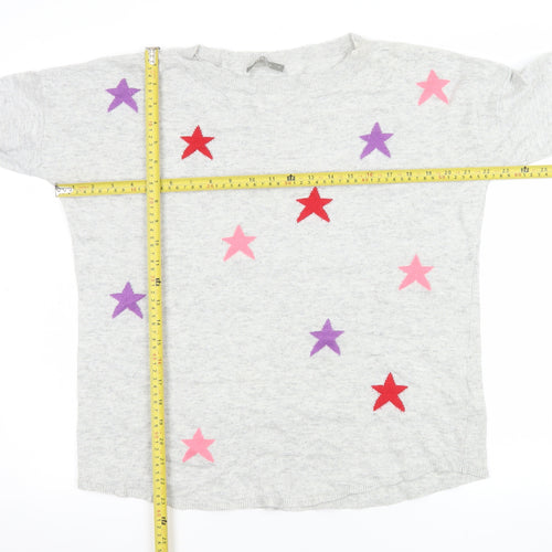 Oasis Women’s Grey Star Print Long Sleeve Pullover Jumper Size M