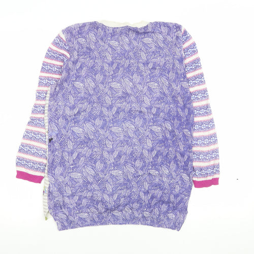 White Stuff Women’s Multicoloured Llama Print Cotton Cardigan Size 10