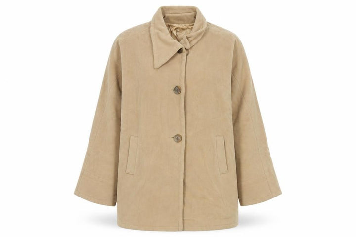 Wallis Women Beige Wool Cashmere Blend Coat Size 12 Classic Buttoned Style