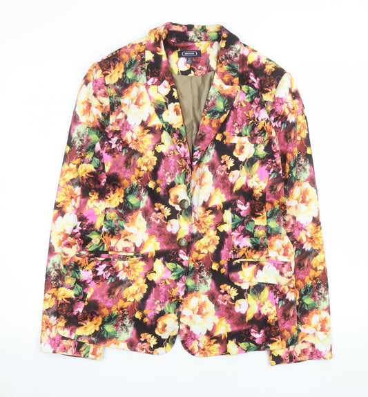 Amphora Womens Multicoloured Floral Cotton Blazer UK 18 XXL