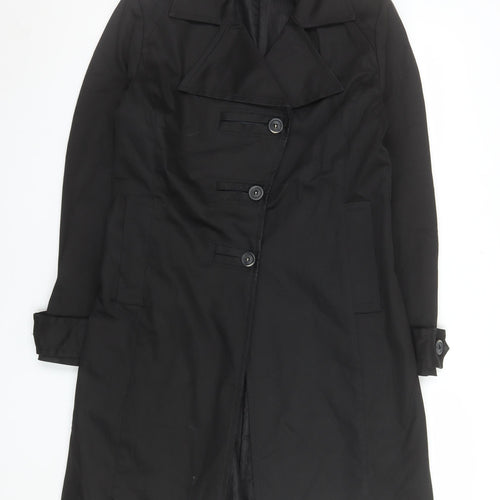 Paquito Womens Black Long Trench Coat Size 16 Cotton Blend