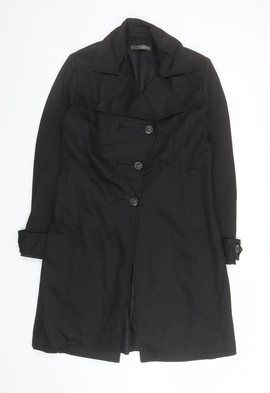 Paquito Womens Black Long Trench Coat Size 16 Cotton Blend