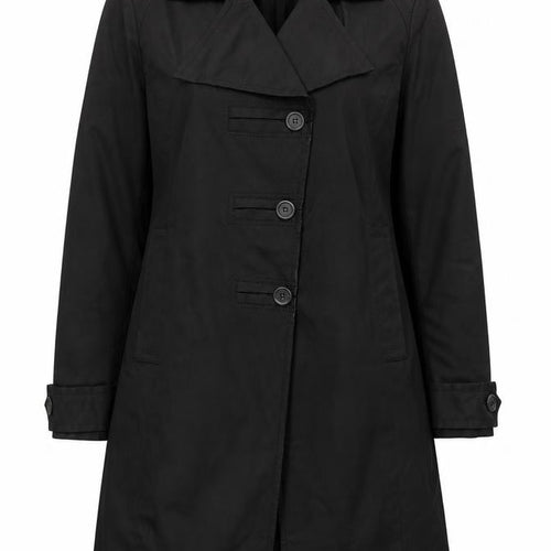 Paquito Womens Black Long Trench Coat Size 16 Cotton Blend
