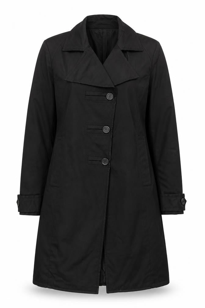 Paquito Womens Black Long Trench Coat Size 16 Cotton Blend